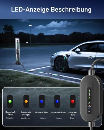 Кабель для зарядки електромобіля Evjuicion Typ 2 Schuko, 3.68kW, 6м, 16A, з індикатором, IP67, для ID.3/4, X1, 5ER, Model Y/3 та інших електромобілів