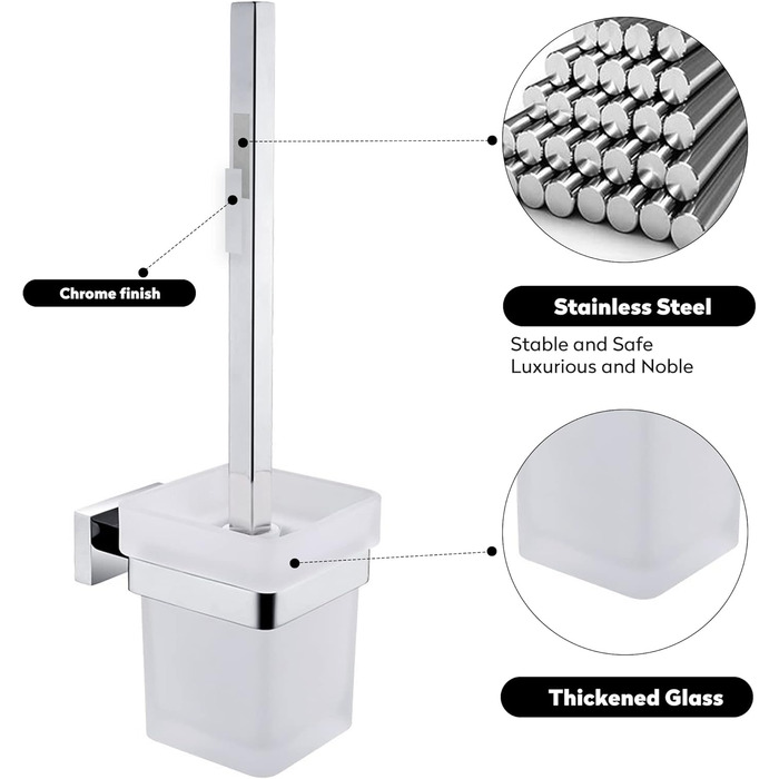 Набір для туалету Klobürste: щітка для унітазу та тримач на стіну, хром, нержавіюча сталь