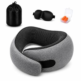 Ергономічна подушка для подорожей під шию з ефектом пам'яті (Memory Foam), темно-сіра