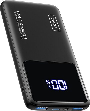 Power Bank INIU, 10000mAh, Швидка зарядка USB-C, PD3.0 QC4.0, Сумісний з iPhone, Samsung, iPad, Чорний