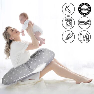 Подушка для годування Amilian 170 см - для сну на боці, вагітних та годування - XXL подушка для мами, дитини та дорослих