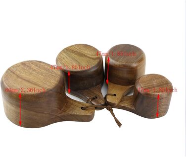 Wooden measuring cups and spoons, for baking, cooking, spices, coffee, tea, powdered milk, set of 4
