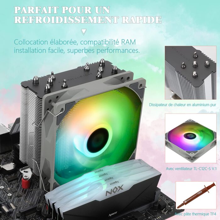 Thermalright Assassin King 120 SE ARGB - Кулер для CPU з RGB підсвічуванням, 5 heatpipes, тихий вентилятор TL-C12C-S, сумісний з AMD AM4/AM5 та Intel LGA 1700/1150/1151/1200