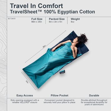 Кокон спальний мішок-простирадло Cocoon з єгипетської бавовни, 220x90 см