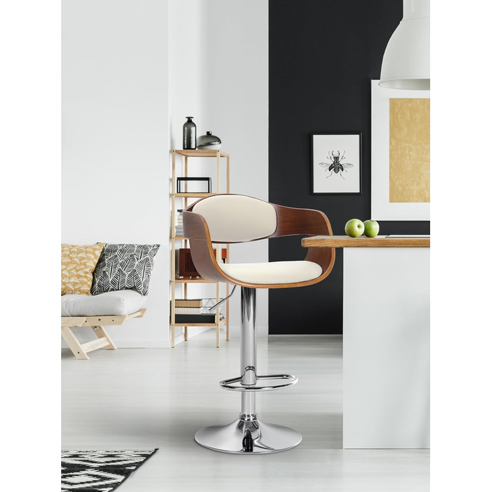 Kingston Adjustable Bar Stool with Faux Leather Seat - Walnut/White Finish