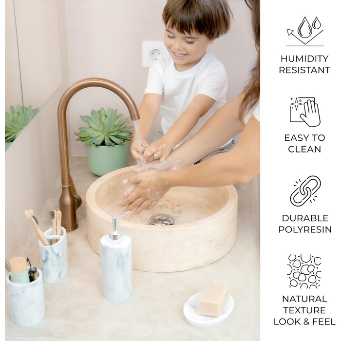 Набір для ванної кімнати ZCCZ: органайзер 4 в 1 (тримач для зубних щіток, дозатор мила, мильниця, стаканчик) – елегантний дизайн 