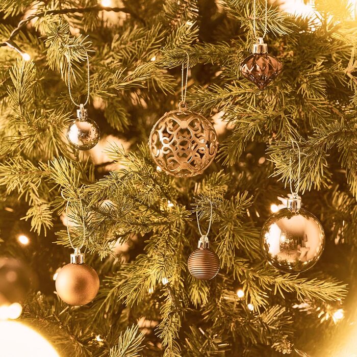 100 прикрас на ялинку Valery Madelyn Bronze - ялинкові кулі з підвісками, подарунковий набір