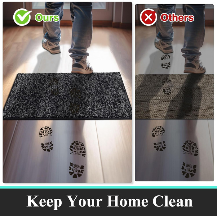 Килимок для дому та ванної кімнати SHACOS, 80 x 120 см, чорно-сірий, з антиковзаючою поверхнею