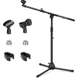 Підставка для мікрофона 2-в-1 Cahaya CY0311: підлого тип, 3 кліпси для кабелів, для вокалу, сцени, конференцій та презентацій