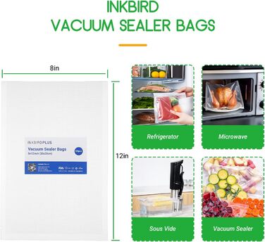 Вакуумні пакети для продуктів 20x30 см, 50 шт, для вакууматора та зварювача, BPA-free, міцні, для Sous Vide