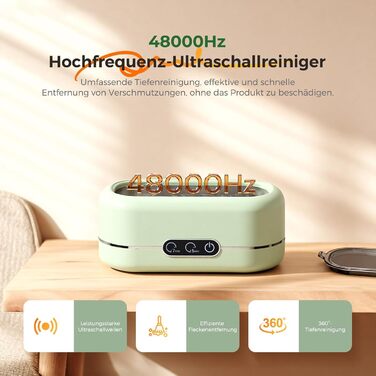 Ультразвукова мийка 48000 Гц, 350 мл, для ювелірних виробів, окулярів, годинників, зубних протезів (зелена)