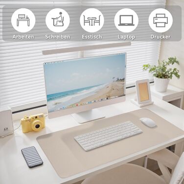 Підкладка для столу XXL з екошкіри бежевого кольору 80x40 см: антиковзка, водостійка, для офісу та дому