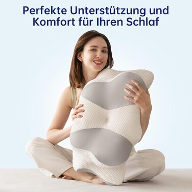 Uniency Orthopedic Memory Foam Anti-Snore Pillow - Ergonomic Neck Support Pillow for Side, Back & Stomach Sleepers (Gray)