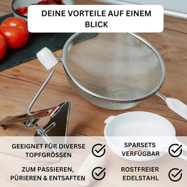 Westmark Canning Set S - Kitchen Strainer & Canning Funnel for Jam, Puree or Mash - 20cm Diameter - Particularly Easy to Clean (2-piece Set) 2-piece Set