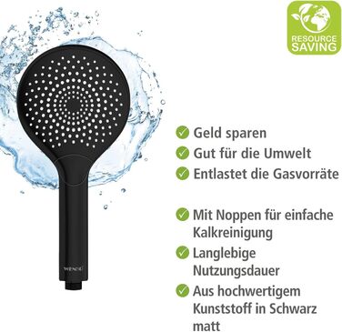 Water-Saving Showerhead Wood (Matte Black)