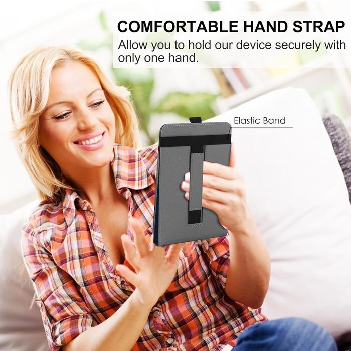 Чохол для Kindle Paperwhite/Kobo/Tolino/Pocketbook/Sony 6-6.8-7 дюймів, універсальний, з петлею, чорний