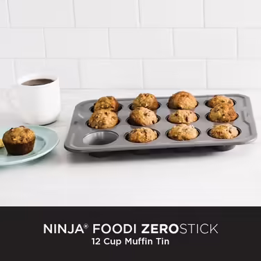Ninja Foodi ZEROSTICK 12-Cup Muffin Tin, Non-Stick Coated, Durable, Robust, Aluminum-Plated Steel, Gray, B30212EUUK