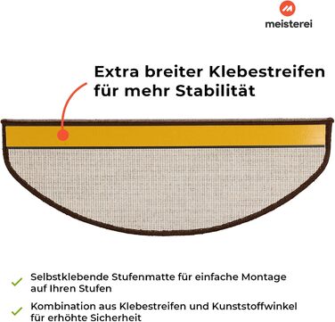 Сходинкові килимки Casa Pura London, 15 шт., 11 кольорів, міцне кріплення, стабільна кутова рейка, колір: напівкруглий, світло-коричневий