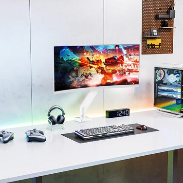 Кронштейн для монітора ELIVED з газліфтом для екранів 13'-32' (2-9 кг), VESA 75/100 мм, регульований нахил та поворот, білий, EV6013W-DE