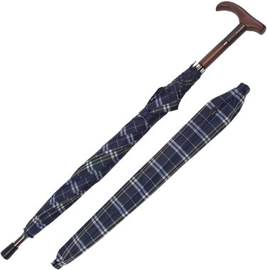 iX-brella Standing Screen, Height Adjustable with Wooden Handle - Blue Checkered