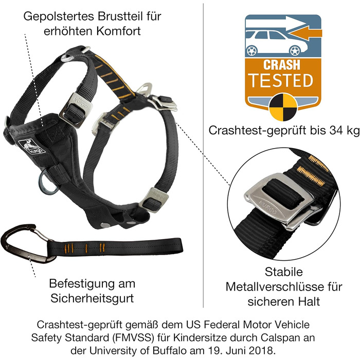 Шлейка для собак Kurgo TRU-Fit, безпечна для автомобіля, для собак 2-5 кг, блакитна (L)