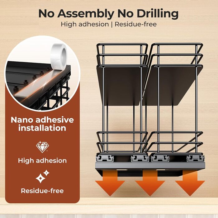 Організатор для спецій Orimade висувний, 3 шт. (2 шт. 8 см, чорний)