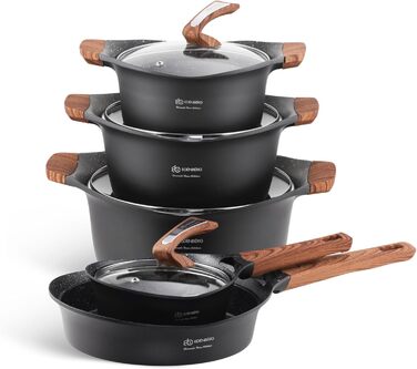 Набір каструль та сковорідок Edenberg EB-9184: 15 предметів з антипригарним покриттям, індукційні | Набір посуду, каструлі, сковороди