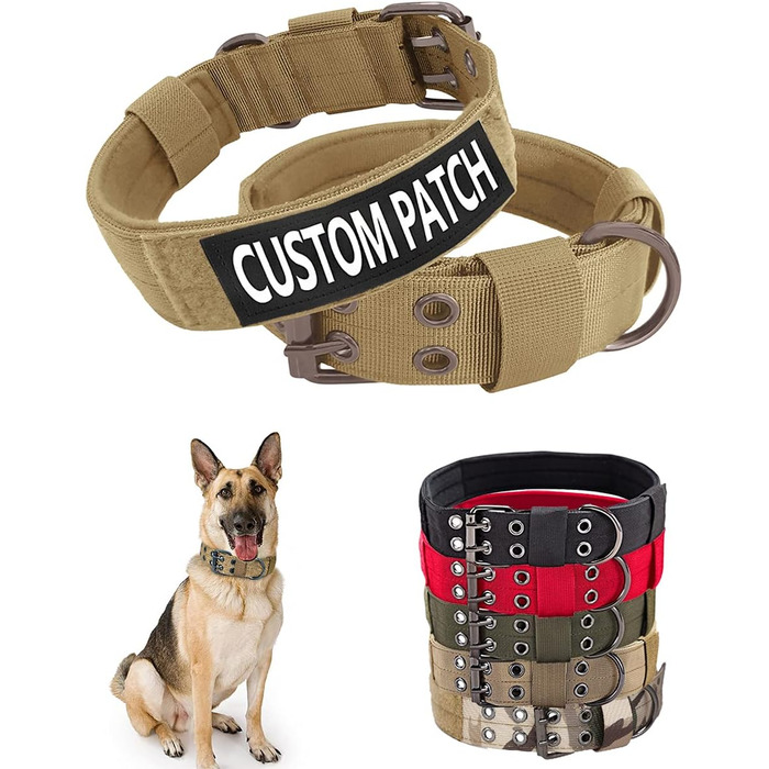 Тактичне нашийник для собак середніх та великих порід, персоналізований з іменем та номером телефону (Style C)