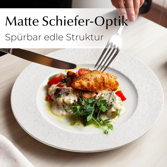 MIAMIO Набір посуду 16 предметів/Сучасний керамічний посуд/Набір посуду на 4 персони - Колекція Oasis (16 шт) (Білий, Набір посуду (20 шт))