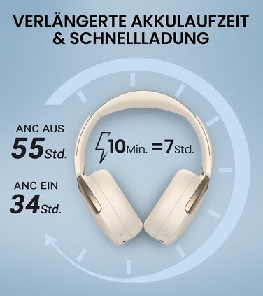 Edifier WH950NB навушники з активним шумозаглушенням: Bluetooth V5.3, LDAC, Hi-Res Audio, 55 годин роботи, складна конструкція, білий колір