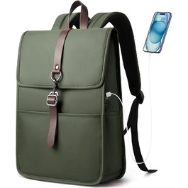Рюкзак для ноутбука чоловічий/жіночий, з USB-портом, 15.6 дюймів, для подорожей, навчання, велосипеда (Зелений)