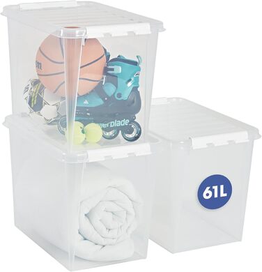 SmartStore - 4x Storage Box with Lid Classic 8L (34x25x16cm) | Stackable Box with Lid | Food-Safe Plastic Box | Plastic Box with Lid & Reinforced Corners | 10 Year Warranty (66 L)