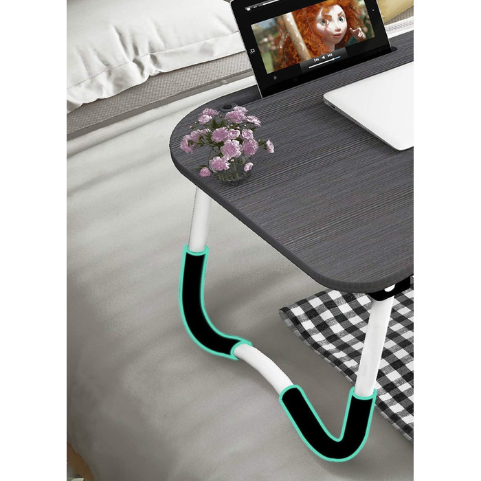 Регульований столик для ноутбука в ліжко, підставка для ноутбука, трансформер, 60 x 40 см (Чорний)