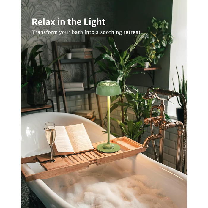 Світлодіодна настільна лампа бездротова LED для вулиці та дому, димована, з акумулятором 5200mAh, IP54, чорна (2 шт)