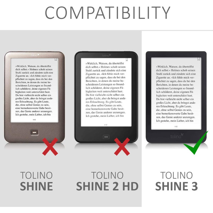 Чохол kwmobile для Tolino Shine 3: тканинний захисний чохол-обкладинка, сірий