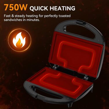 Вафельниця Snailar: компактна та стильна бельгійська модель 750W з антипригарним покриттям для хрустких вафель (плоскі пластини)