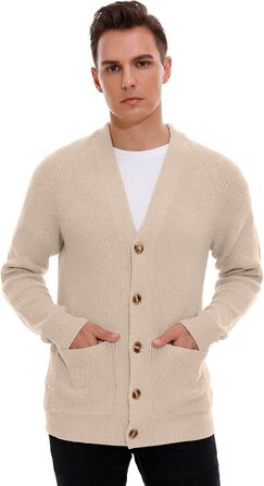 Чоловічий кардиган Sailwind з V-подібним вирізом та кишенями, бежевий, XL
