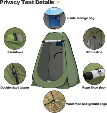 Намет-роздягальня CLIPOP для душу та відпочинку на природі, 120x120x190 см, зелений