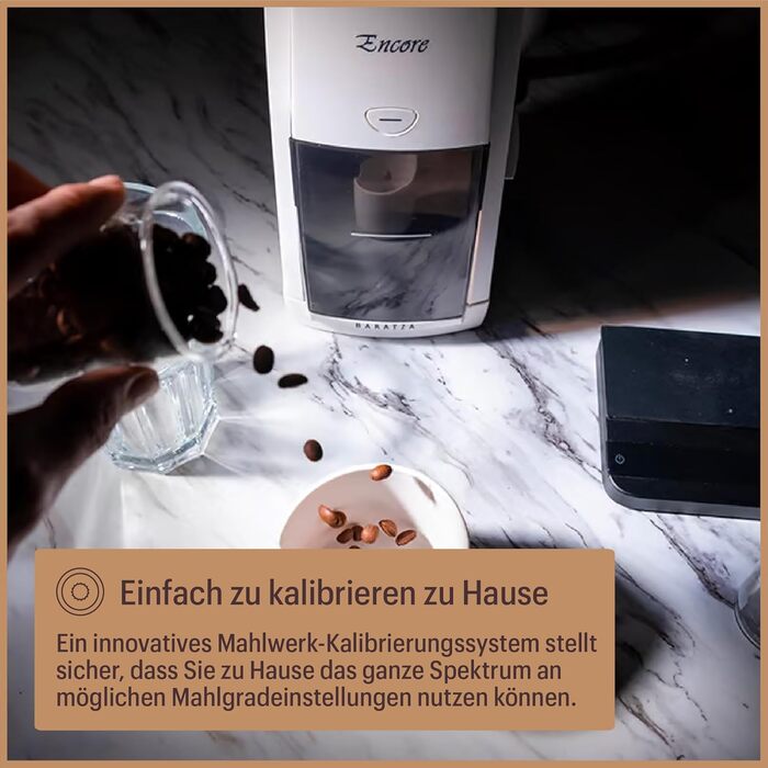 Кавомолка Baratza Encore 230V - електрична кавомолка з конічним жорном, 40 ступенів помолу, аксесуари для бариста, біла