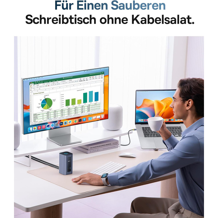 Базаус Док-станція USB-C 12-в-1, сумісна з Dell/HP/Lenovo/Asus/Acer/Mac, 2 монітори 4K HDMI, 10Gbps USB-C/A, 100W PD, Gigabit Ethernet