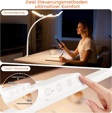 LED лампа для столу TYEE з регулюванням яскравості, 24W, 3 світлодіодні смуги, 1500LM, захист очей, денне світло, з пультом, 5 кольорів, 5 рівнів яскравості, для офісу та дому