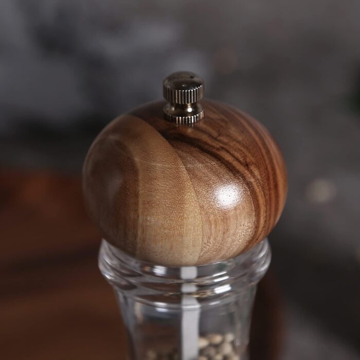 Набір дерев'яних мельниць для солі та перцю KKC з регульованим керамічним механізмом, 20 см, для дому та ресторану