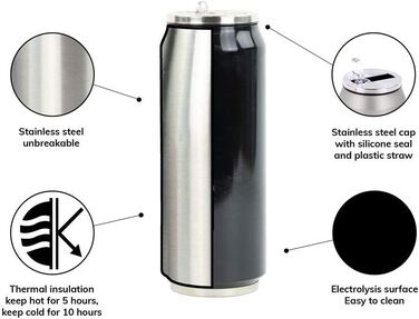 Термос Yoko Design Thermoskanne з нержавіючої сталі, двостінний, BPA-free, 280/500/700 мл, Art Deco, чорний