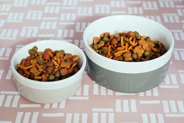 Миска для собак Waggo Dipper Ceramic - велика, сірого кольору, для маленьких та великих порід, міцна, для корму та води, сумісна з посудомийною машиною