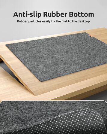 Підкладка на стіл YSAGi з фетру 90x40 см, антиковзка, для миші та клавіатури, офіс/домашній офіс, темно-сіра