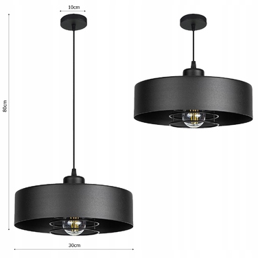 Підвісна лампа LEDLUX, чорна, металева, 1x E27, 80 см
