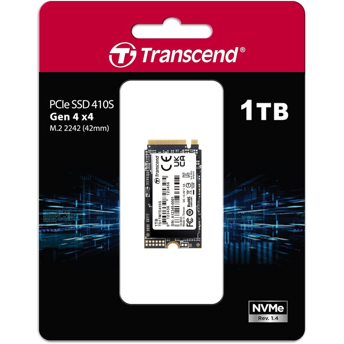 SSD накопичувач Transcend M.2 NVMe PCIe Gen4 1TB (MTE410S) - Швидкість до 5000 МБ/с