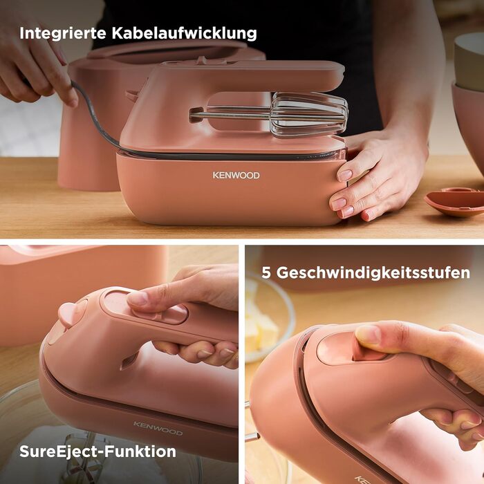 Міксер ручний Kenwood QuickMix Go HMP40.000GY (350W, червоний) з кейсом, вінчиком та гаком для тіста