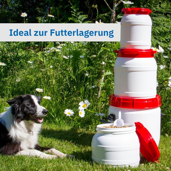 Контейнер для корму для тварин Box Fabrik з кришкою та лопаткою | 15 літрів, HDPE, преміум-якість