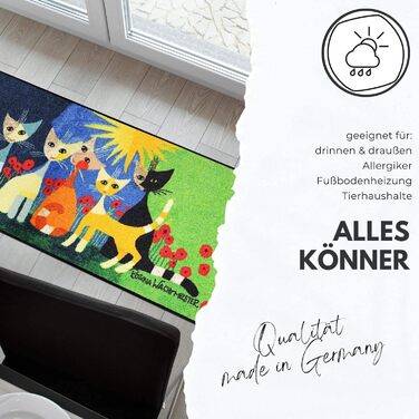 Килимок Salonloewe Rosina Wachtmeister Siamo in sei 50x75 см – яскравий придверний килим для входу з котами, брудозахисний, праний, кольоровий